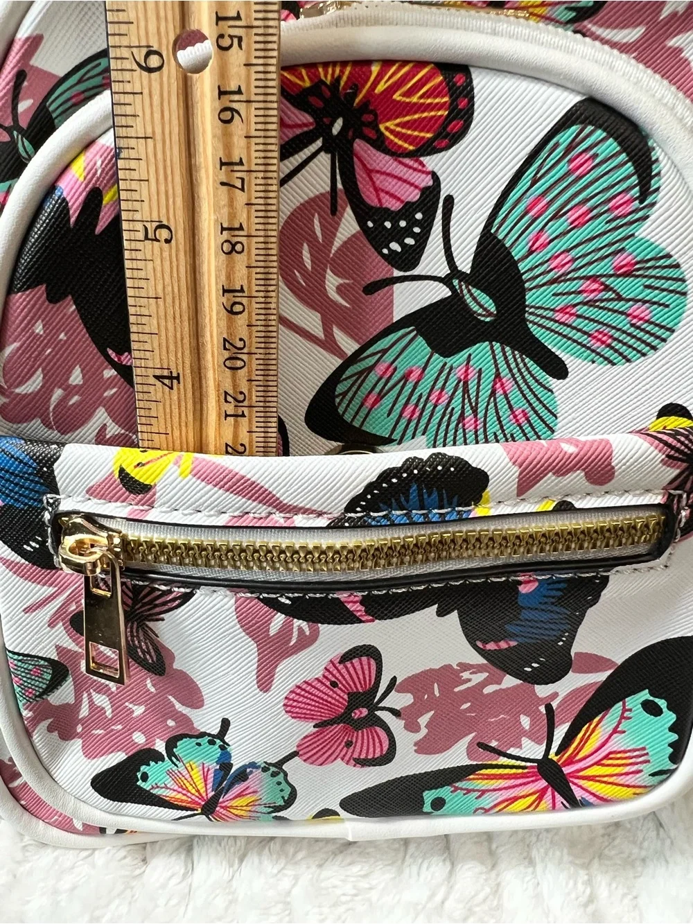 Butterfly Print Mini Backpack - Multicolor on White